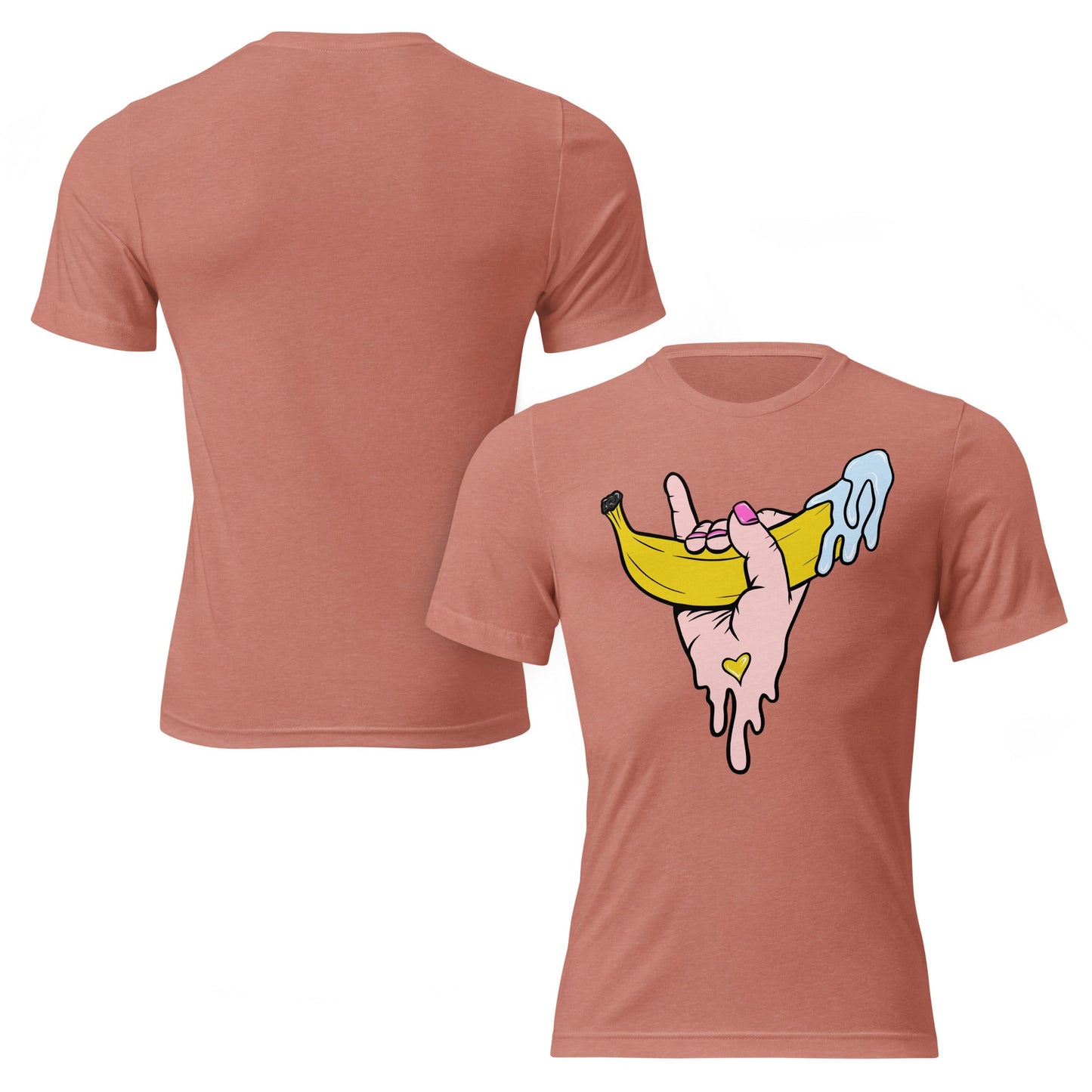 Banana Babe – Playful Hand & Banana Erotic Pop Art Short sleeve t-shirt - Urban Muse & Sultry Hues