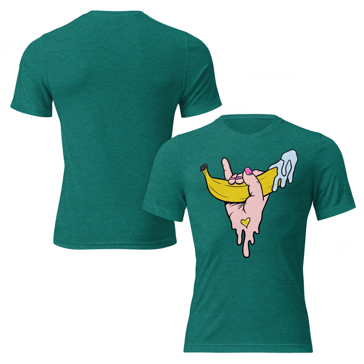 Banana Babe – Playful Hand & Banana Erotic Pop Art Short sleeve t-shirt - Urban Muse & Sultry Hues