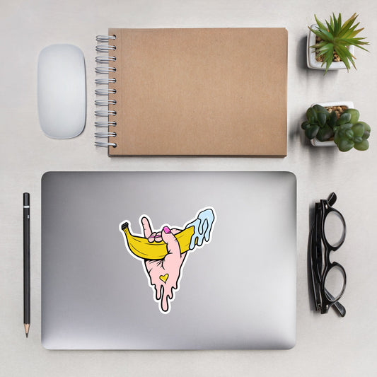 Banana Babe – Playful Hand & Banana Erotic Pop Art Sticker - Urban Muse & Sultry Hues