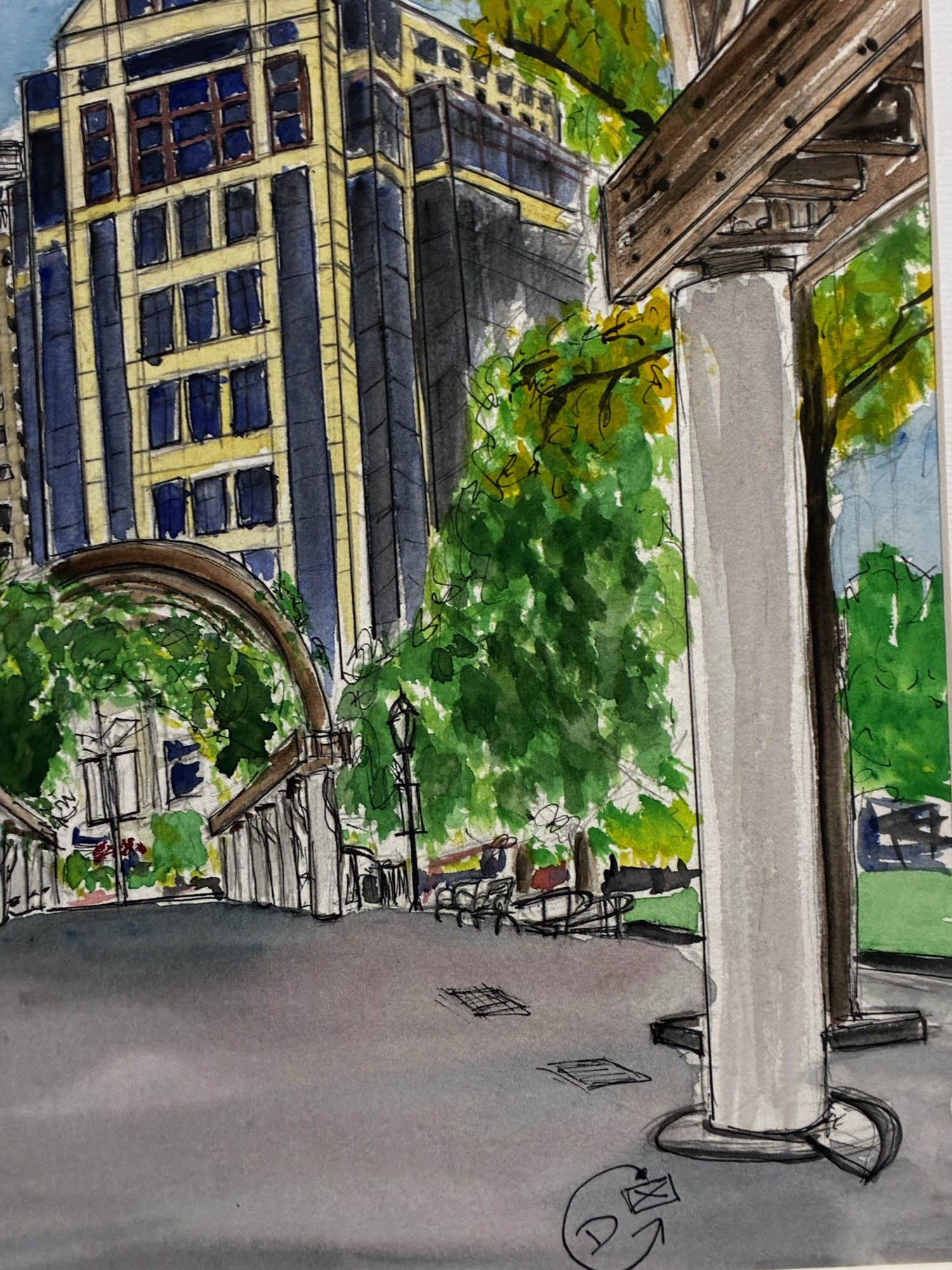 Boston City Skyline Midday – Urban Watercolor from Columbus Park – 11x14” - Urban Muse & Sultry Hues