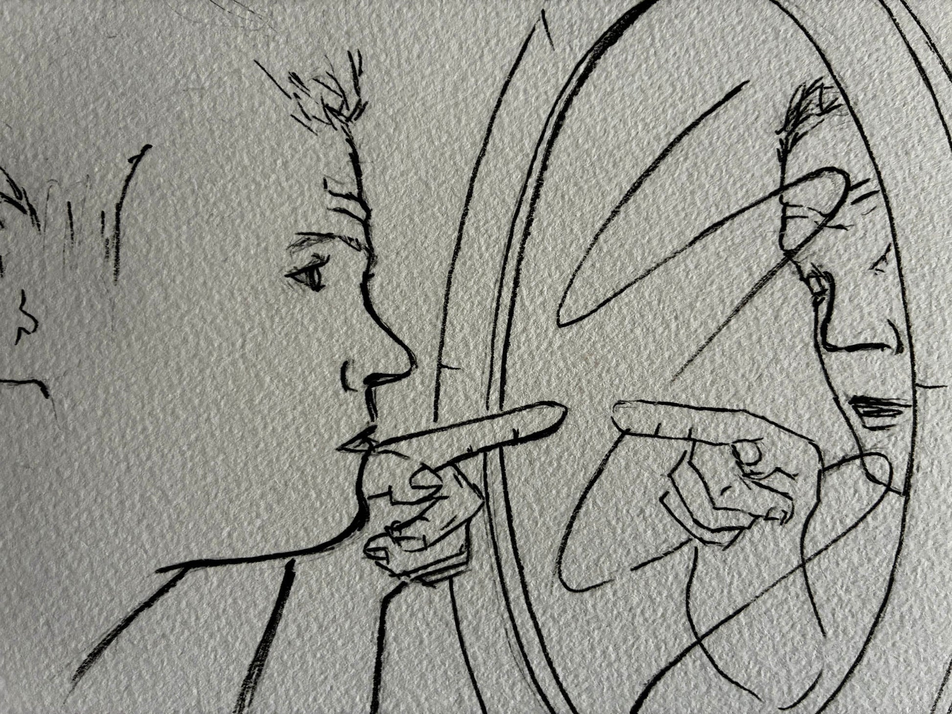 Business Meeting Room A.K.A. Bathroom – Entrepreneur Pen Drawing - Urban Muse & Sultry Hues