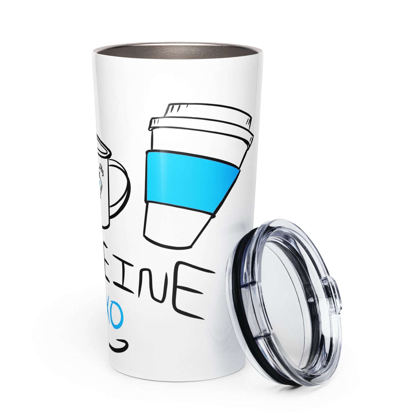 “Caffeine XOXO” Tapered stainless steel tumbler - Urban Muse & Sultry Hues