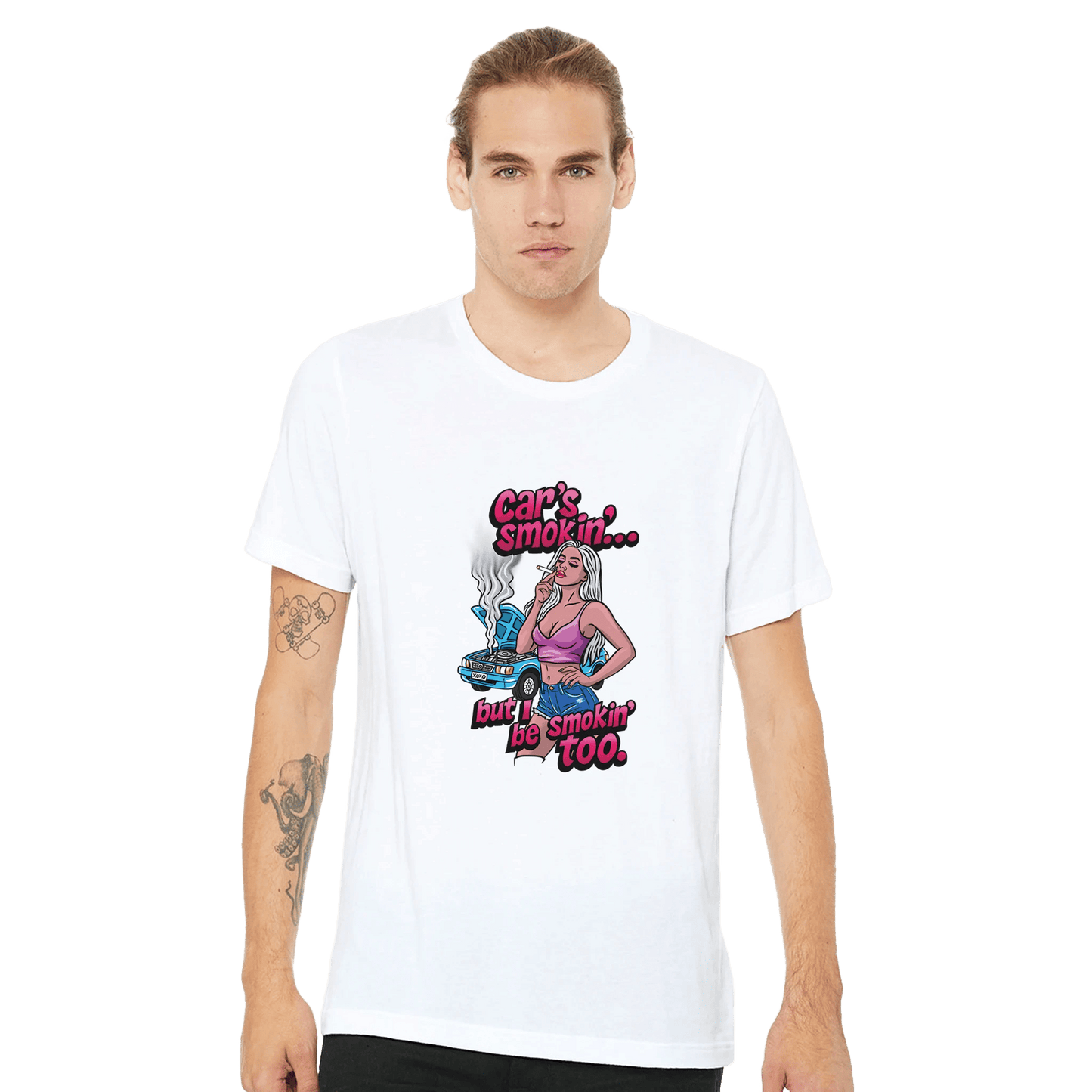 Car's Smokin' But I Be Smokin' Too Pin - Up Tee – Unisex Bella+Canvas 3001 - Urban Muse & Sultry Hues