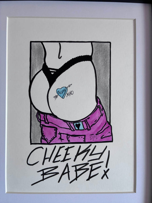 Cheeky Babe! Tacoma Heart Butt Pencil & Watercolor Drawing 9x12” - Urban Muse & Sultry Hues