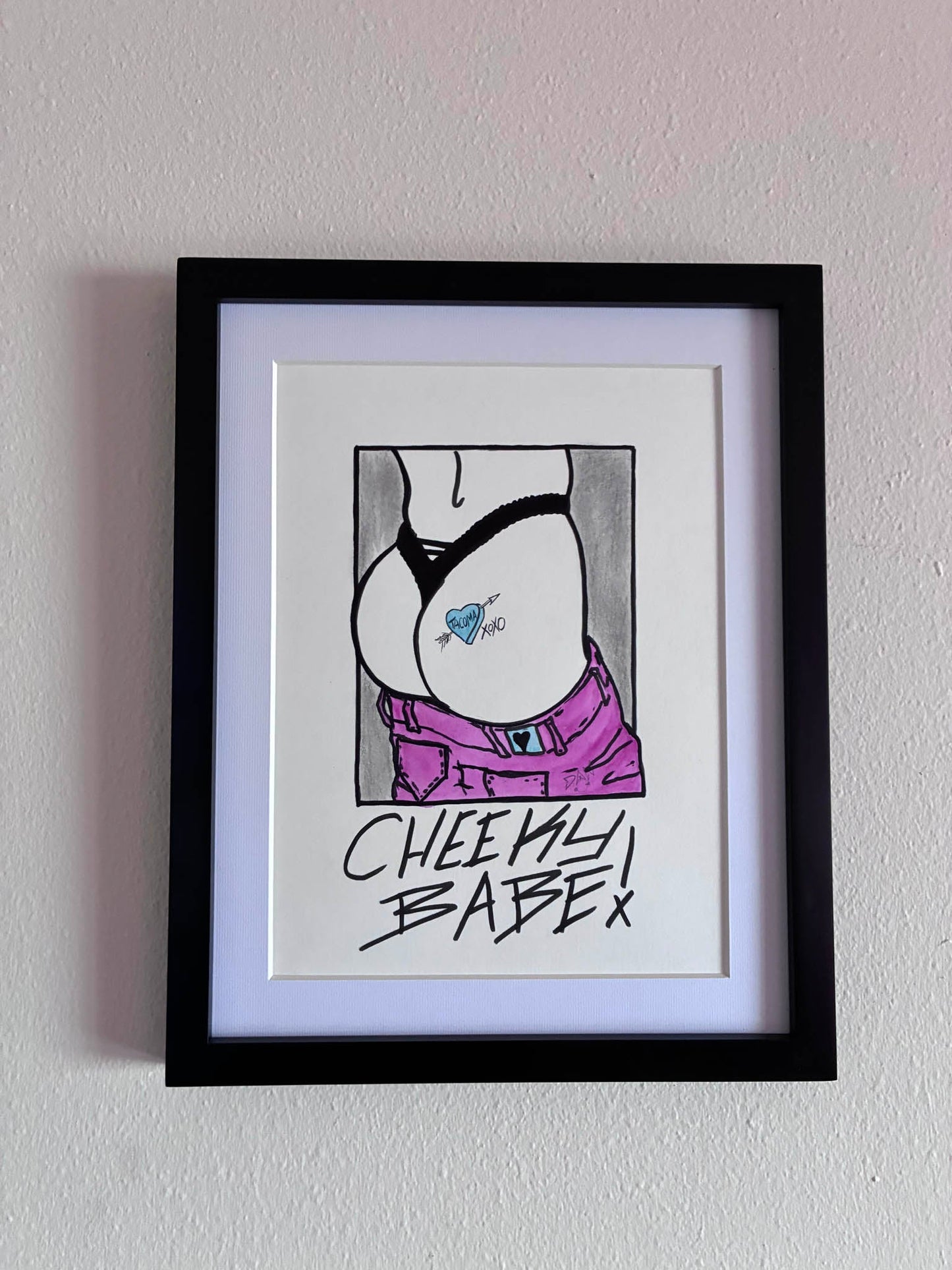 Cheeky Babe! Tacoma Heart Butt Pencil & Watercolor Drawing 9x12” - Urban Muse & Sultry Hues