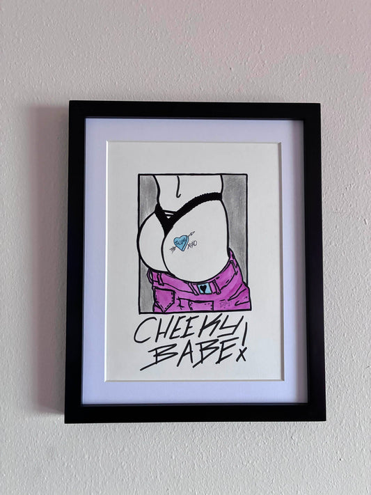 Cheeky Babe! Tacoma Heart Butt Pencil & Watercolor Drawing 9x12” - Urban Muse & Sultry Hues