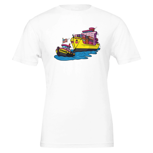 Cheeky Tugger Erotic Nautical Adventure Premium Unisex Crewneck T-shirt | Bella + Canvas 3001 - Urban Muse & Sultry Hues