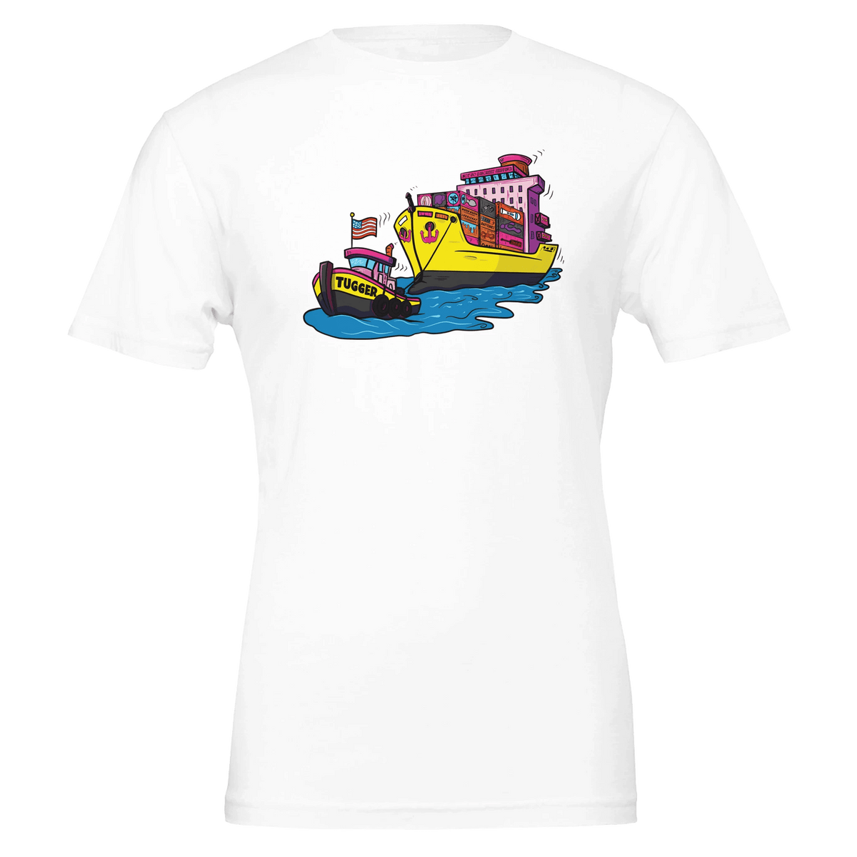Cheeky Tugger Erotic Nautical Adventure Premium Unisex Crewneck T-shirt | Bella + Canvas 3001 - Urban Muse & Sultry Hues