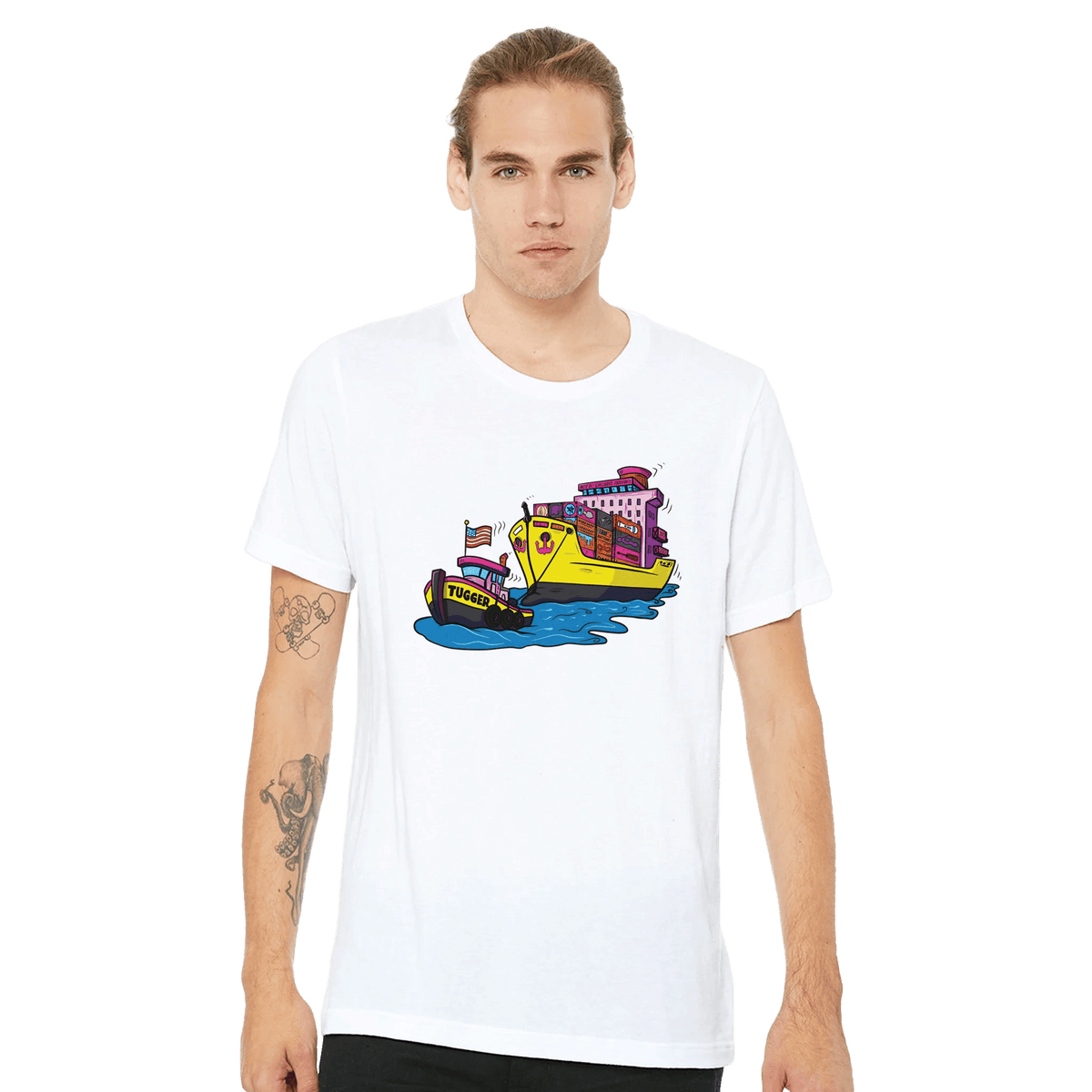 Cheeky Tugger Erotic Nautical Adventure Premium Unisex Crewneck T-shirt | Bella + Canvas 3001 - Urban Muse & Sultry Hues
