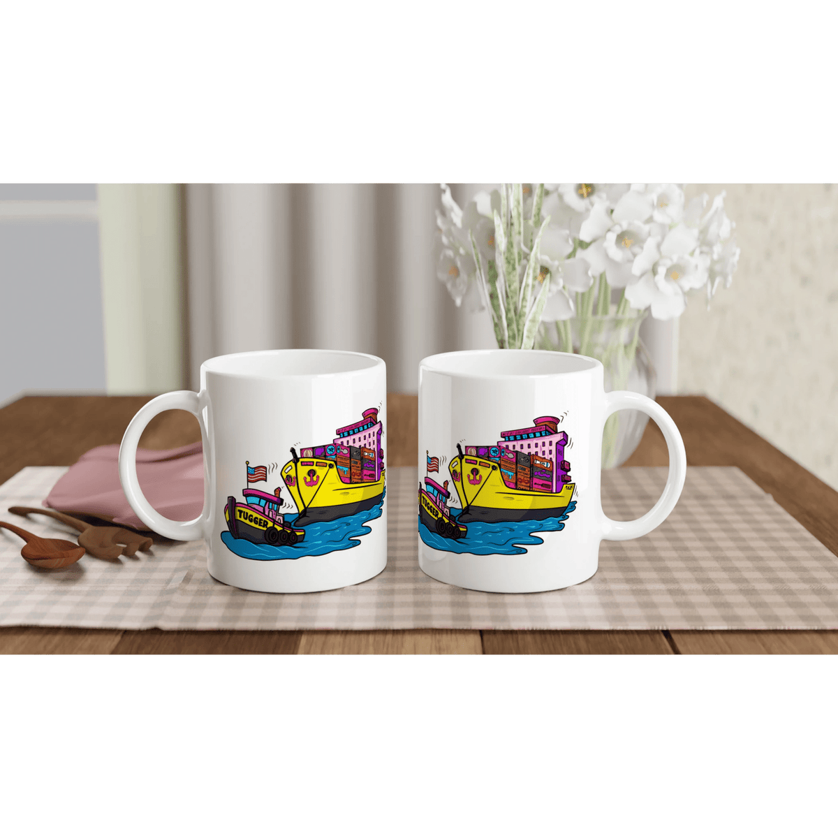 Cheeky Tugger Erotic Nautical Adventure White 11oz Ceramic Mug - Urban Muse & Sultry Hues