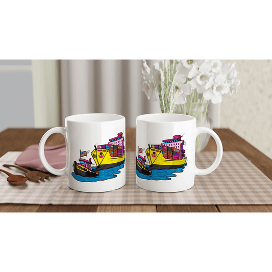 Cheeky Tugger Erotic Nautical Adventure White 11oz Ceramic Mug - Urban Muse & Sultry Hues