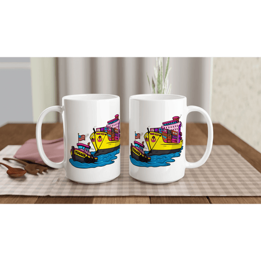 Cheeky Tugger Erotic Nautical Adventure White 15oz Ceramic Mug - Urban Muse & Sultry Hues