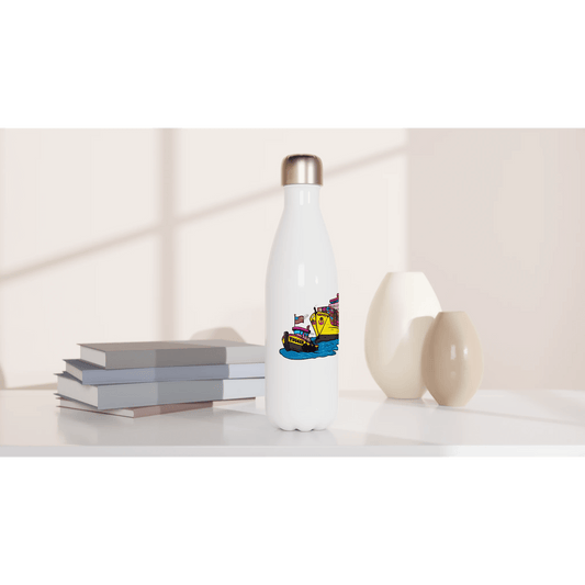 Cheeky Tugger Erotic Nautical Adventure White 17oz Stainless Steel Water Bottle - Urban Muse & Sultry Hues