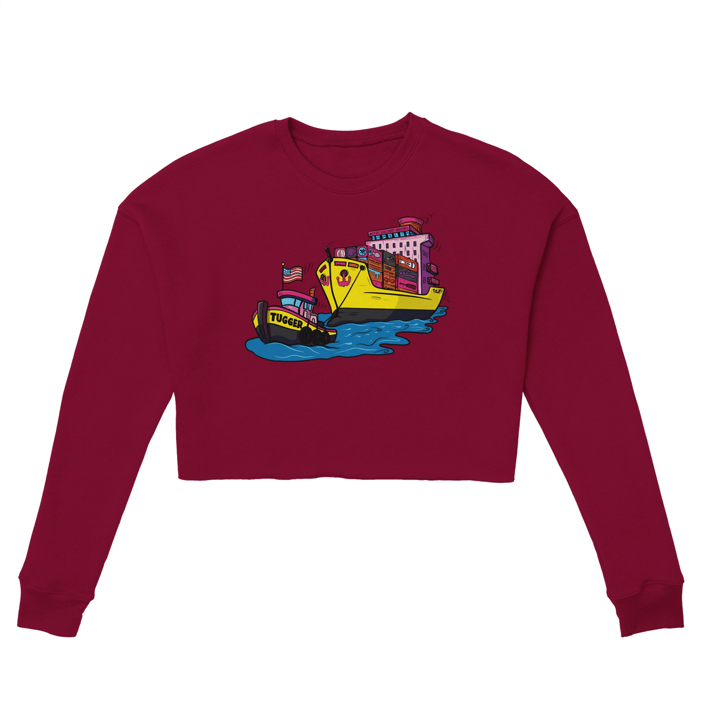 Cheeky Tugger Erotic Nautical Adventure Women's Cropped Sweatshirt | Bella + Canvas 7503 - Urban Muse & Sultry Hues