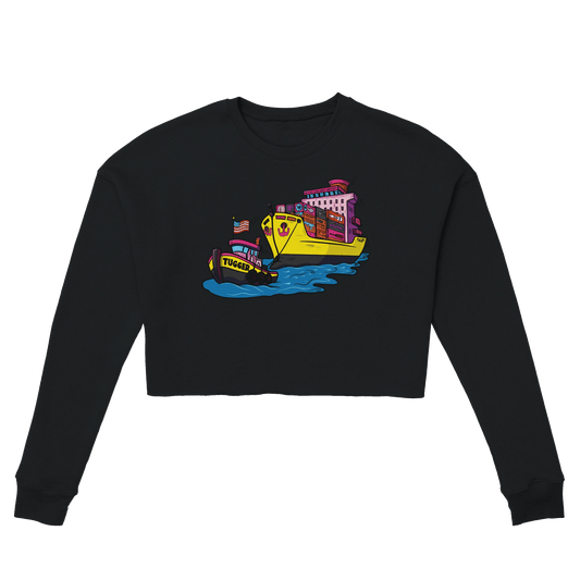 Cheeky Tugger Erotic Nautical Adventure Women's Cropped Sweatshirt | Bella + Canvas 7503 - Urban Muse & Sultry Hues
