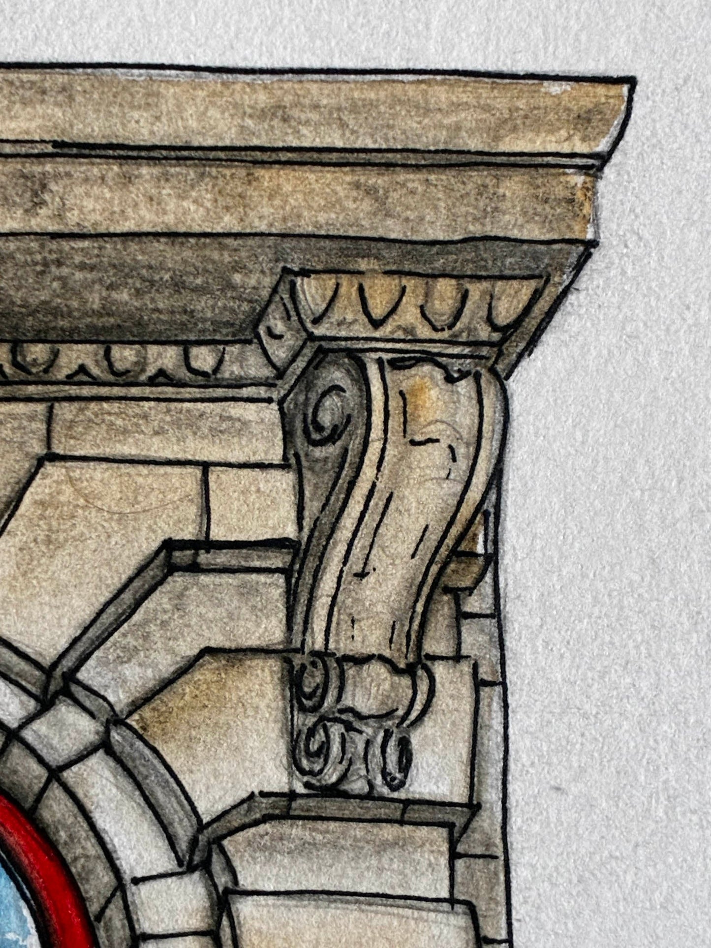 Commencement Lodge Red Door – Tacoma Historic Watercolor Art - Urban Muse & Sultry Hues