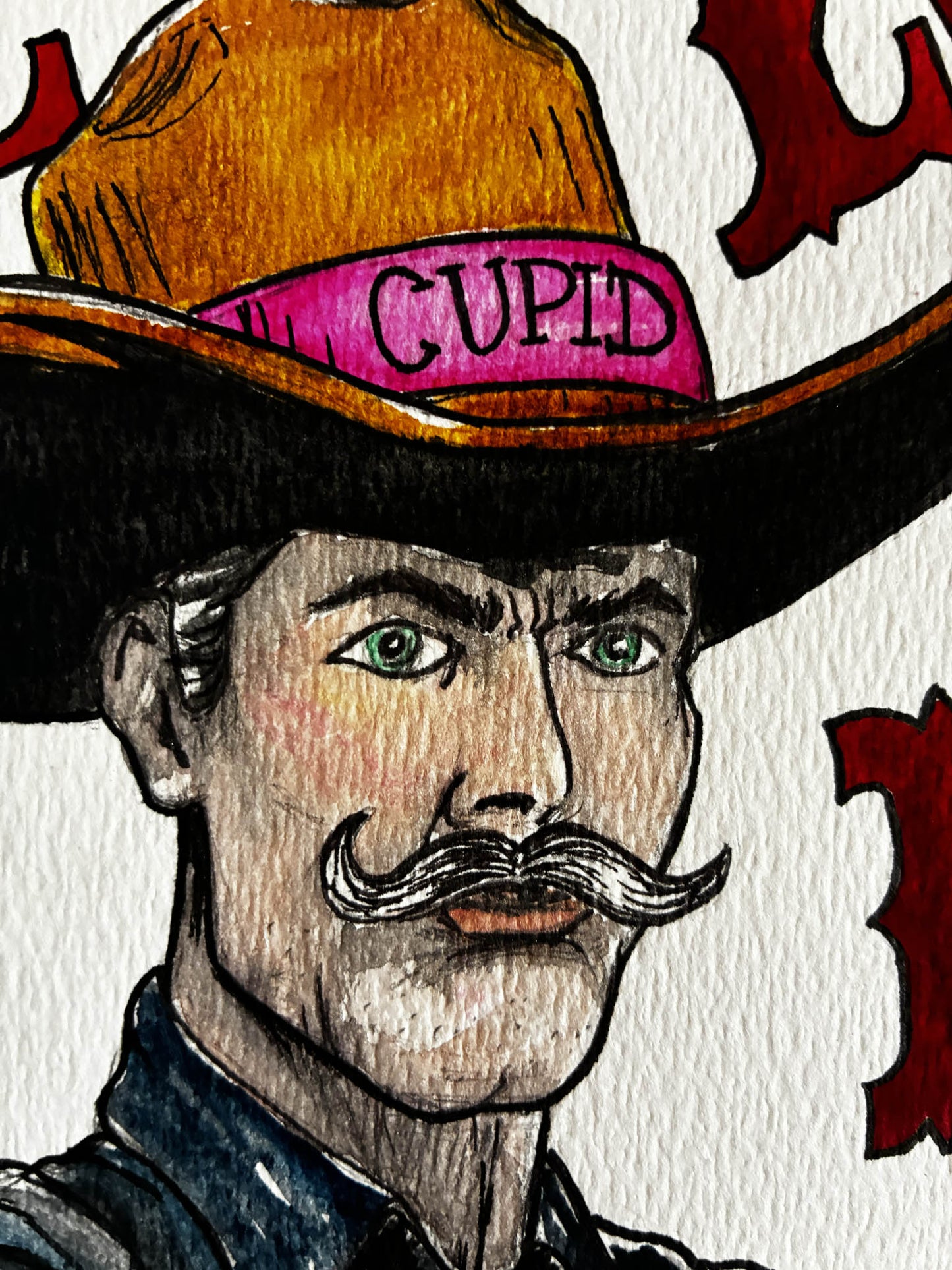 Cowboy Cupid Watercolor "Love is Law" – Playful Western Erotic Art, Framed 17x21 - Urban Muse & Sultry Hues