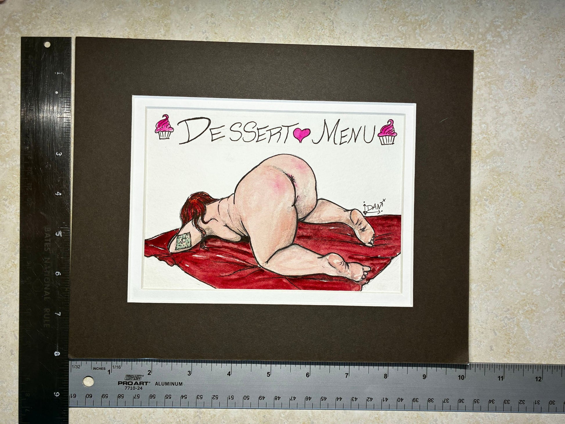 Dessert Menu: Playful Watercolor Nude with Red Hair & Cupcakes (5x7) - Urban Muse & Sultry Hues