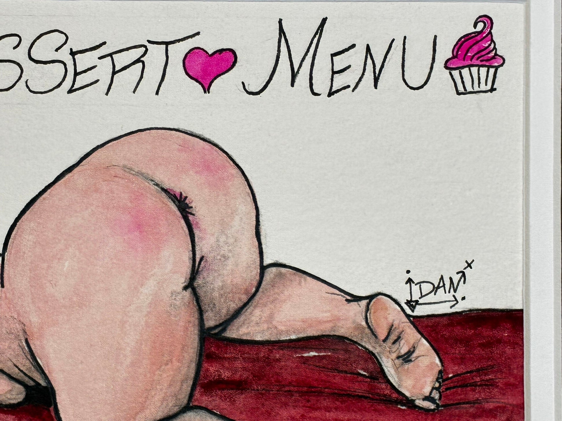 Dessert Menu: Playful Watercolor Nude with Red Hair & Cupcakes (5x7) - Urban Muse & Sultry Hues