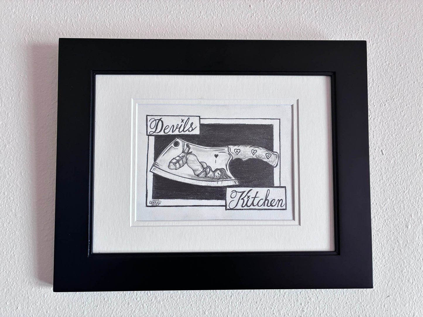Devils Kitchen - Sensual Graphite Cleaver Drawing with Shibari Reflection - Urban Muse & Sultry Hues