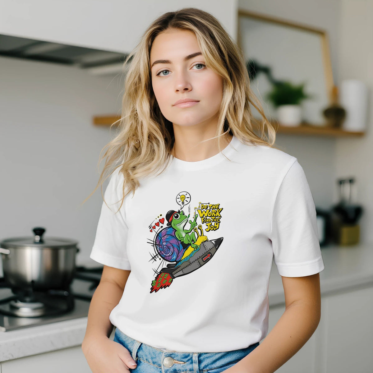 Do the Work Find the Joy Motivational Snail & Frog Tee | Bella Canvas 3001 - Urban Muse & Sultry Hues