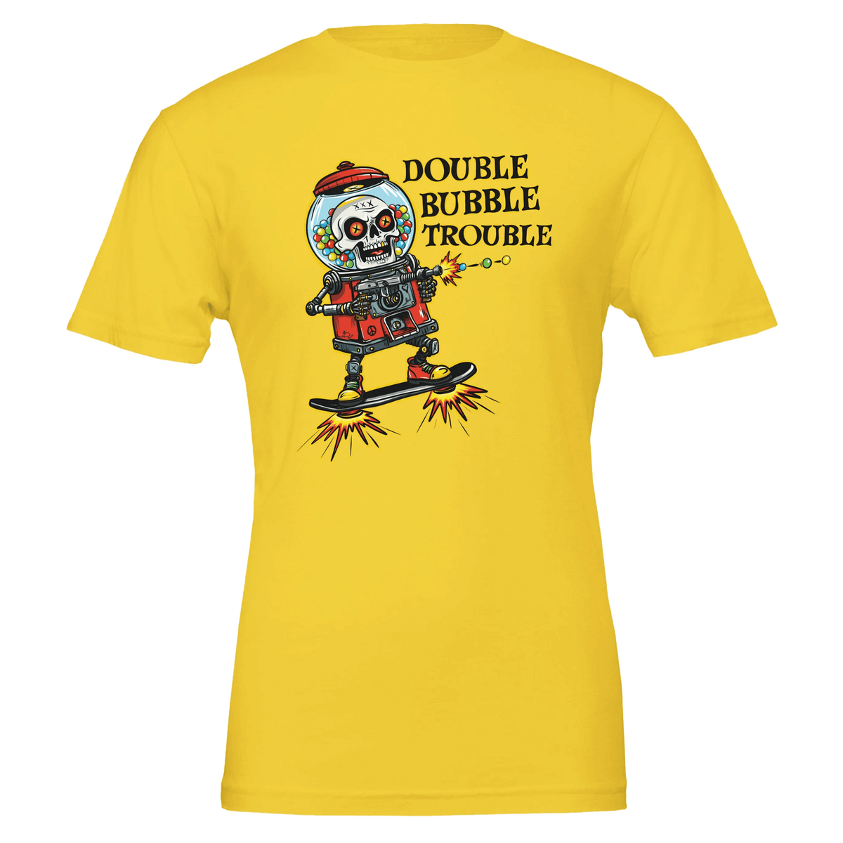 Double Bubble Trouble Skull Gumball Robot Tee – Unisex Bella+Canvas 3001 - Urban Muse & Sultry Hues