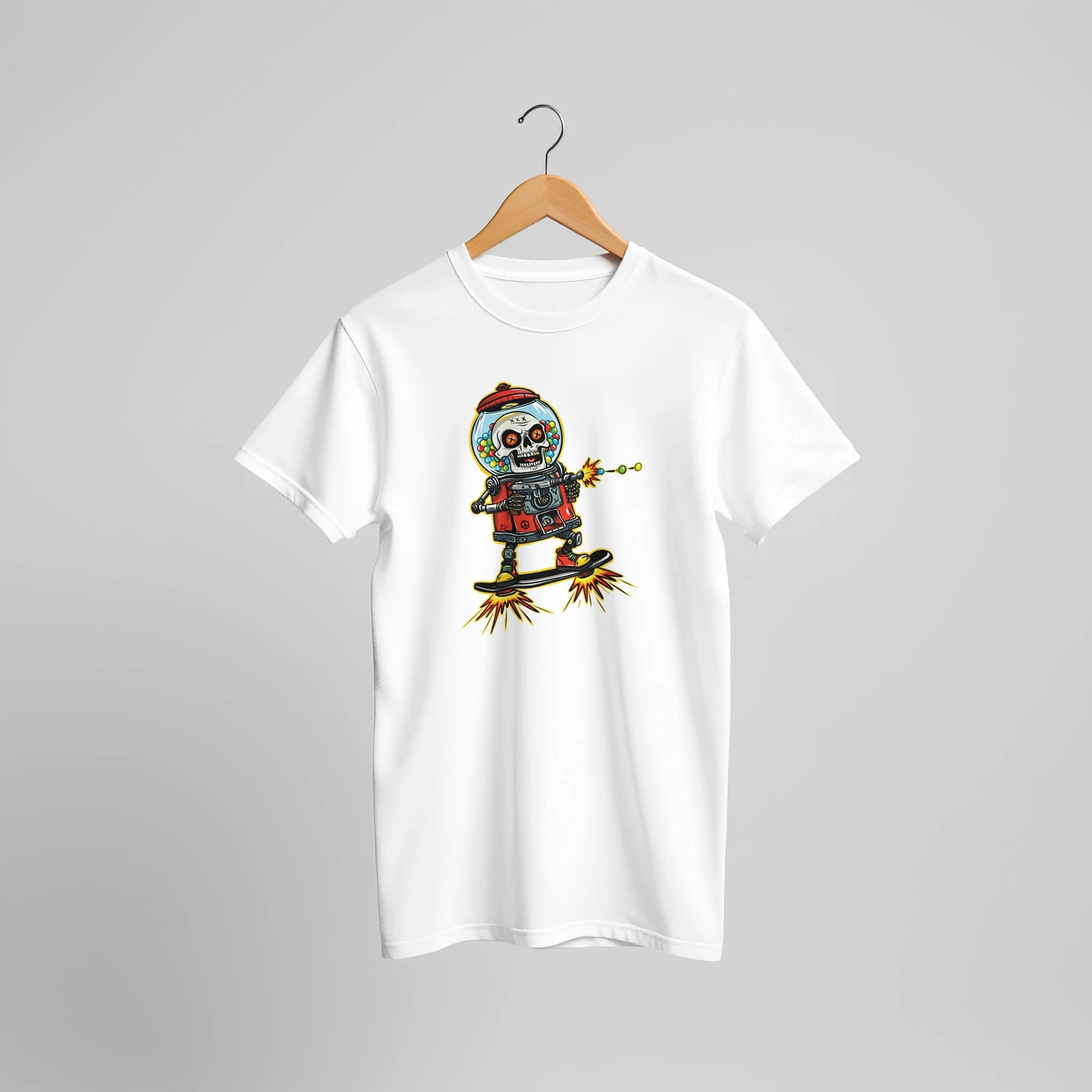 Double Bubble Trouble Skull Gumball Robot Tee – Unisex Bella+Canvas 3001 - Urban Muse & Sultry Hues