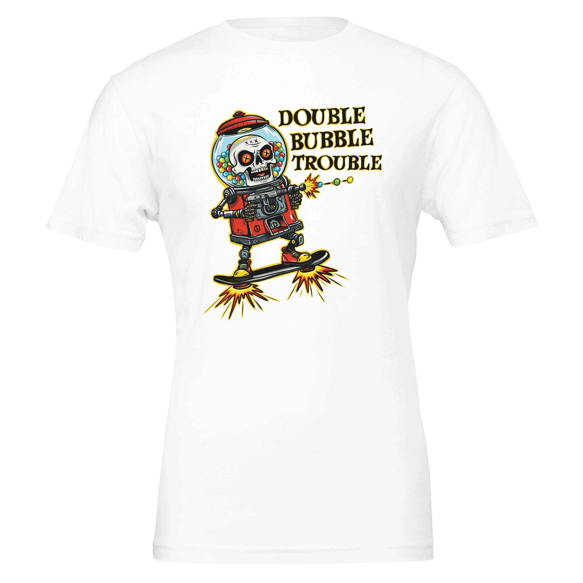 Double Bubble Trouble Skull Gumball Robot Tee – Unisex Bella+Canvas 3001 - Urban Muse & Sultry Hues