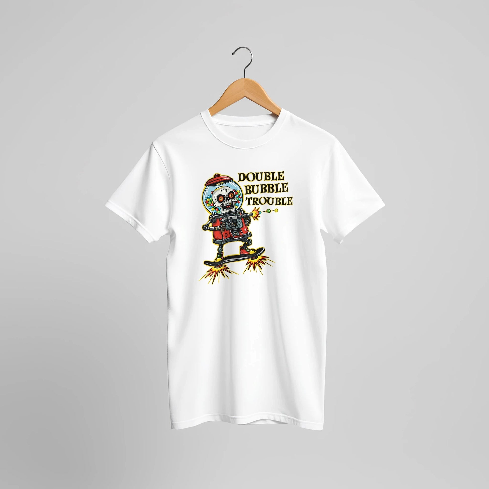 Double Bubble Trouble Skull Gumball Robot Tee – Unisex Bella+Canvas 3001 - Urban Muse & Sultry Hues