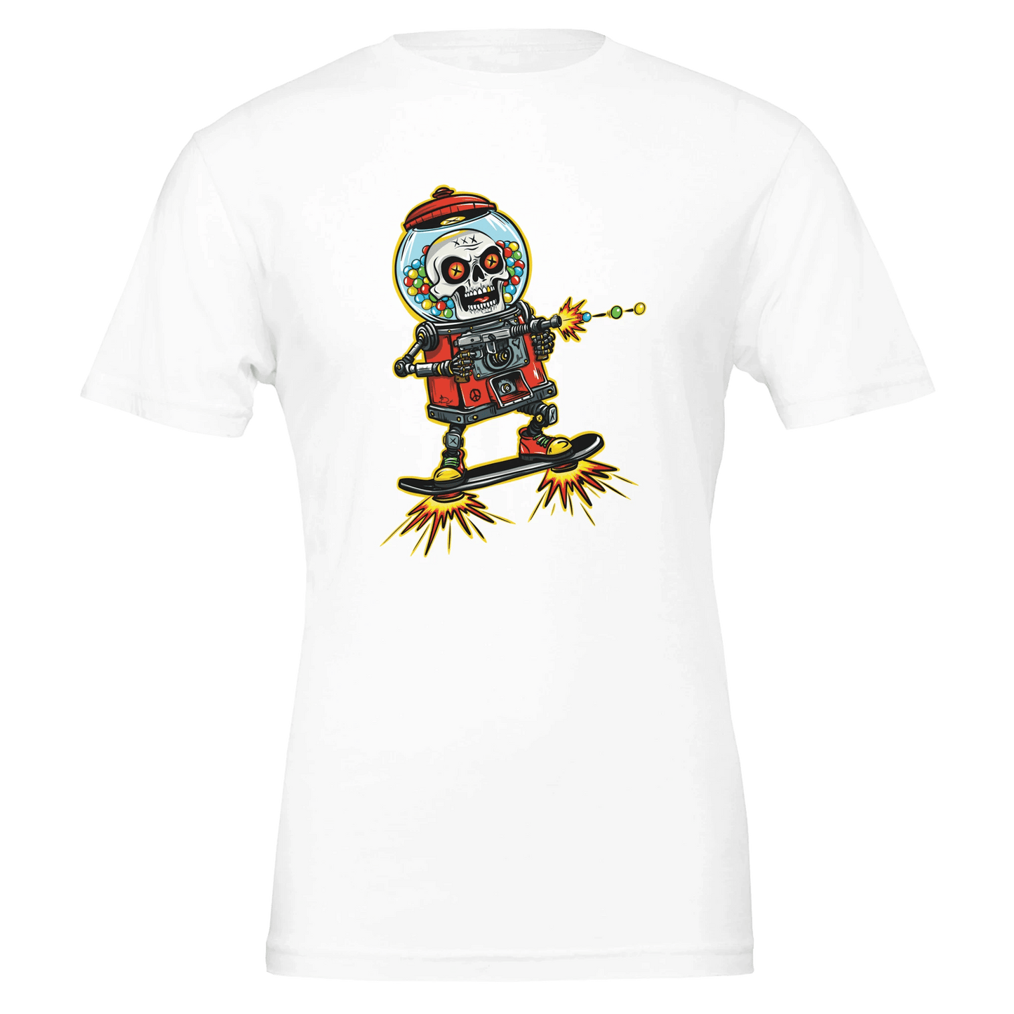 Double Bubble Trouble Skull Gumball Robot Tee – Unisex Bella+Canvas 3001 - Urban Muse & Sultry Hues