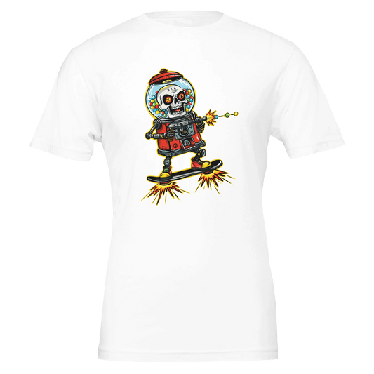 Double Bubble Trouble Skull Gumball Robot Tee – Unisex Bella+Canvas 3001 - Urban Muse & Sultry Hues