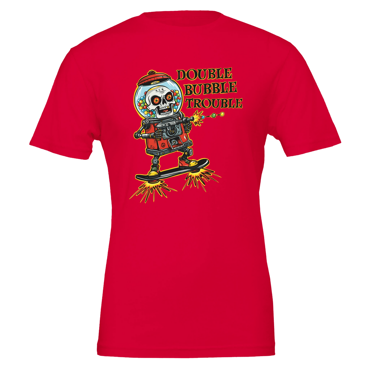 Double Bubble Trouble Skull Gumball Robot Tee – Unisex Bella+Canvas 3001 - Urban Muse & Sultry Hues