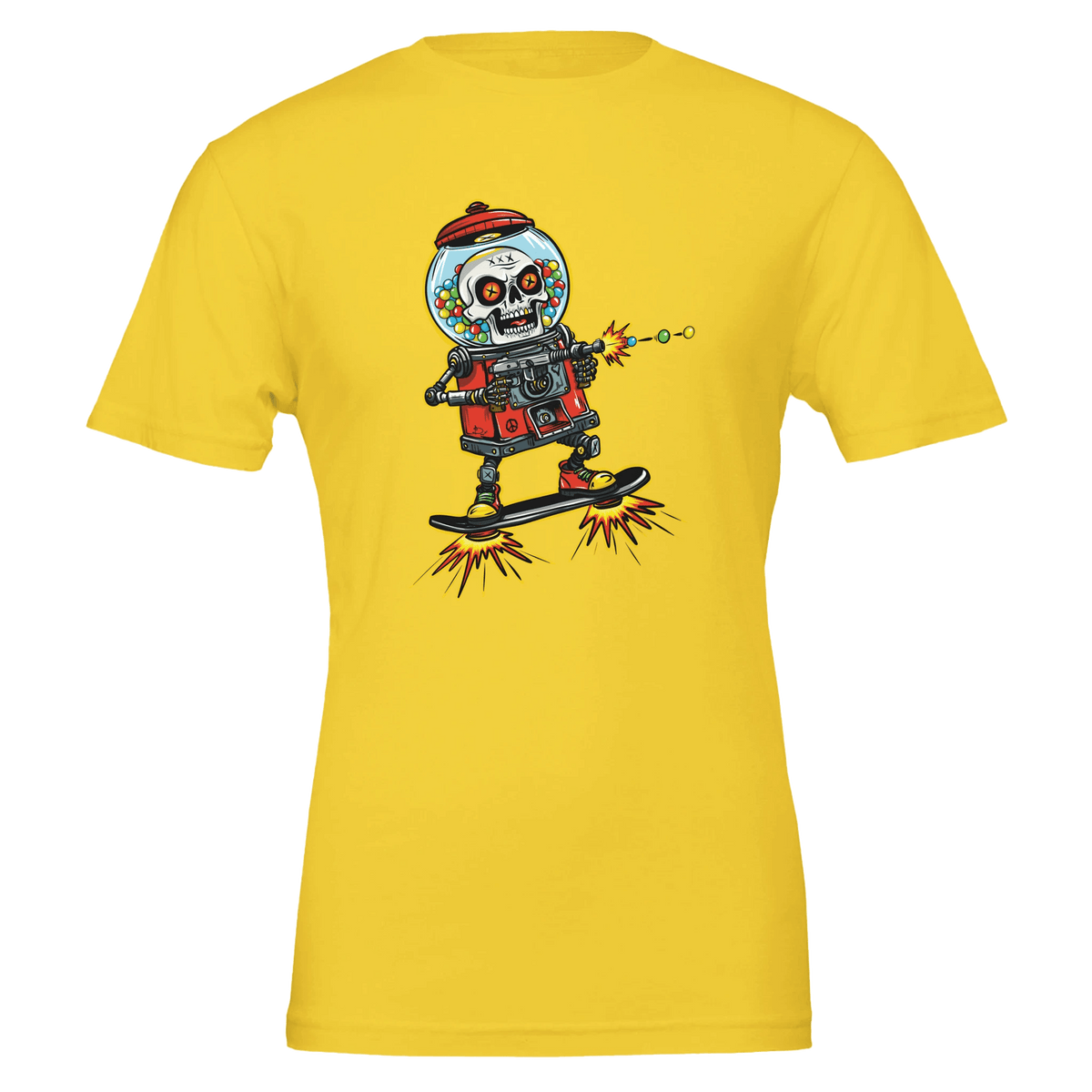 Double Bubble Trouble Skull Gumball Robot Tee – Unisex Bella+Canvas 3001 - Urban Muse & Sultry Hues