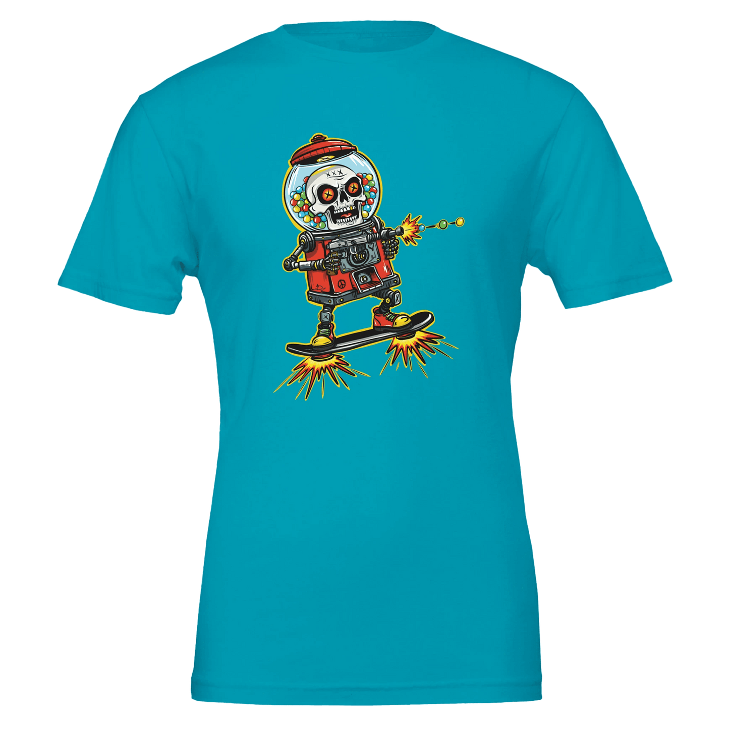Double Bubble Trouble Skull Gumball Robot Tee – Unisex Bella+Canvas 3001 - Urban Muse & Sultry Hues