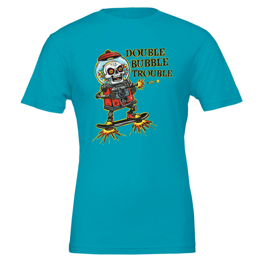 Double Bubble Trouble Skull Gumball Robot Tee – Unisex Bella+Canvas 3001 - Urban Muse & Sultry Hues