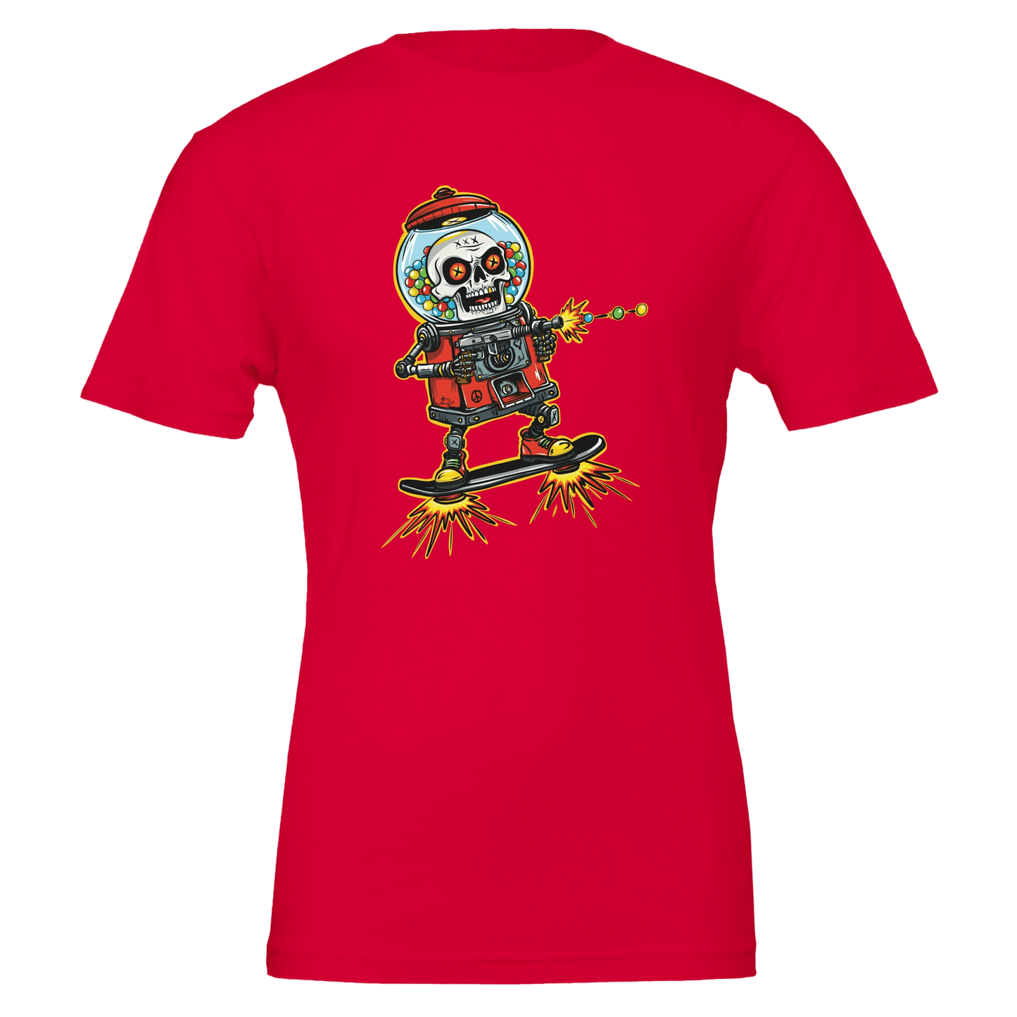 Double Bubble Trouble Skull Gumball Robot Tee – Unisex Bella+Canvas 3001 - Urban Muse & Sultry Hues