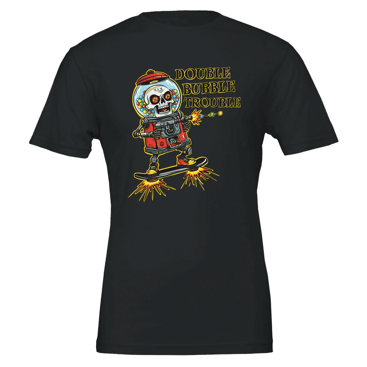 Double Bubble Trouble Skull Gumball Robot Tee – Unisex Bella+Canvas 3001 - Urban Muse & Sultry Hues