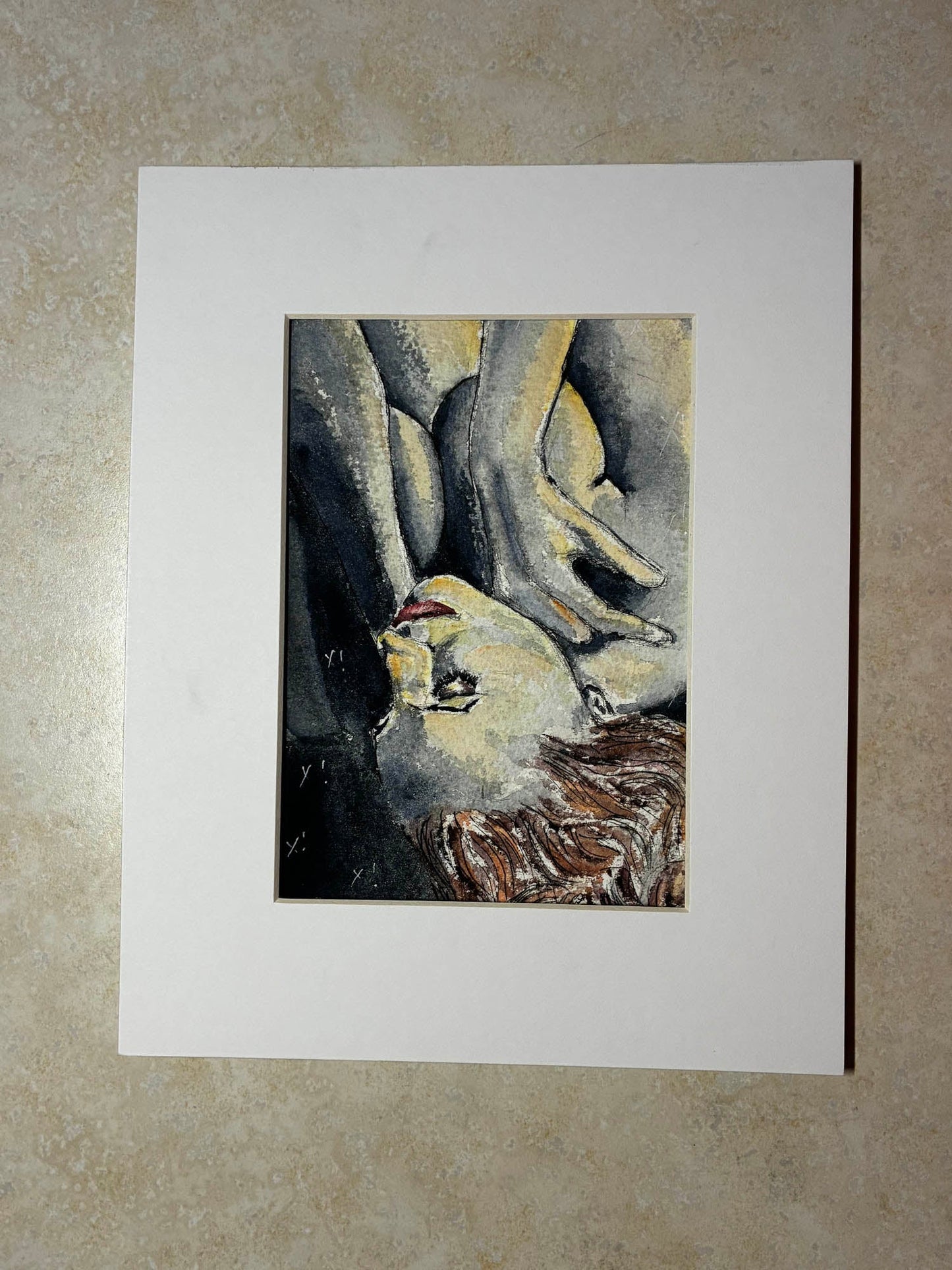 Ecstasy in Shadow – Sensual Boudoir Watercolor – 5x7” - Urban Muse & Sultry Hues