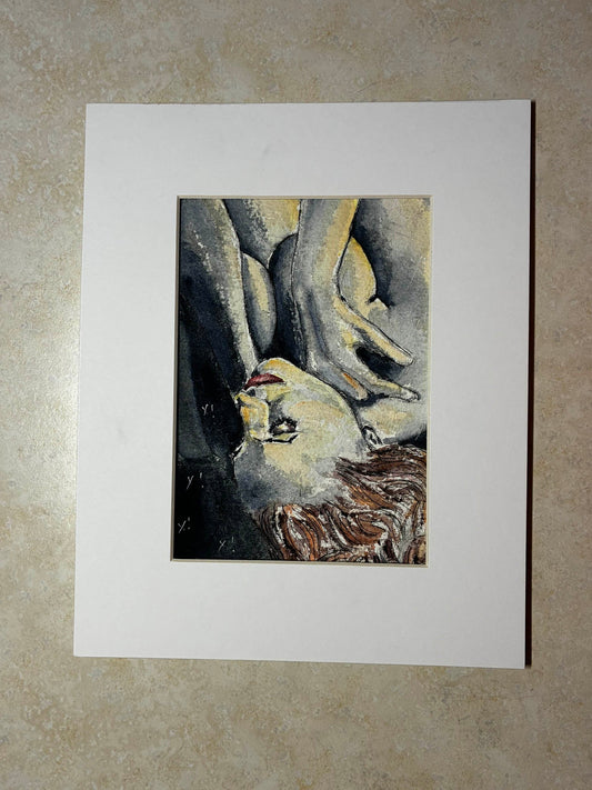 Ecstasy in Shadow – Sensual Boudoir Watercolor – 5x7” - Urban Muse & Sultry Hues