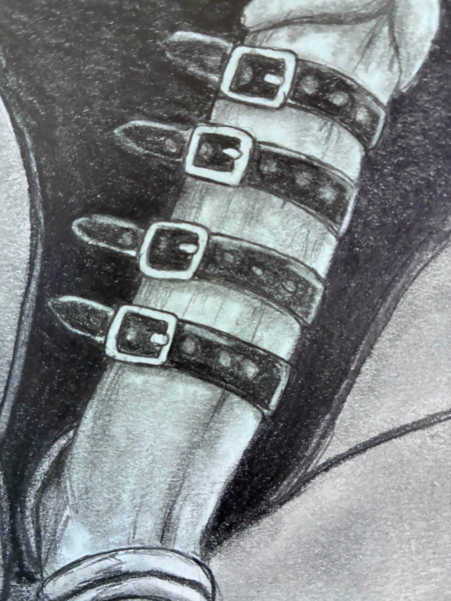 Erotic Male Torso Pencil Drawing – Leather Jockstrap 8x10” - Urban Muse & Sultry Hues