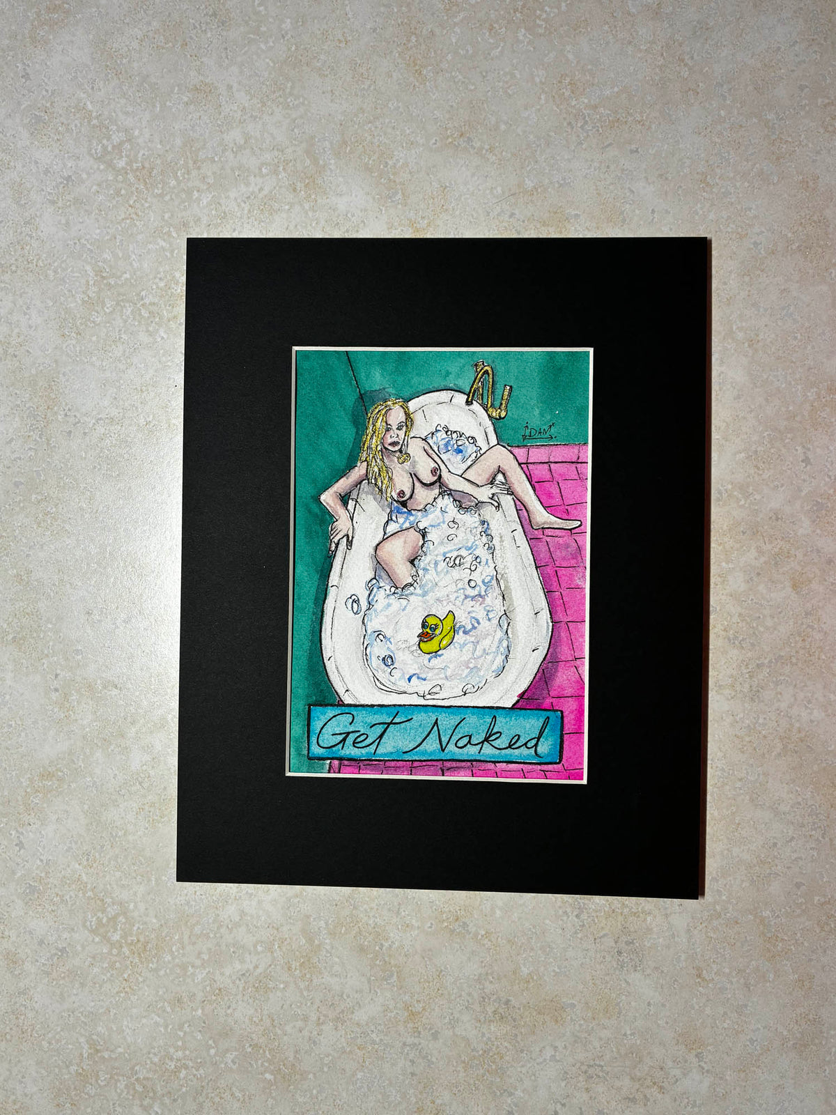 Get Naked – Playful Bathtub Nude Watercolor – 5x7” - Urban Muse & Sultry Hues