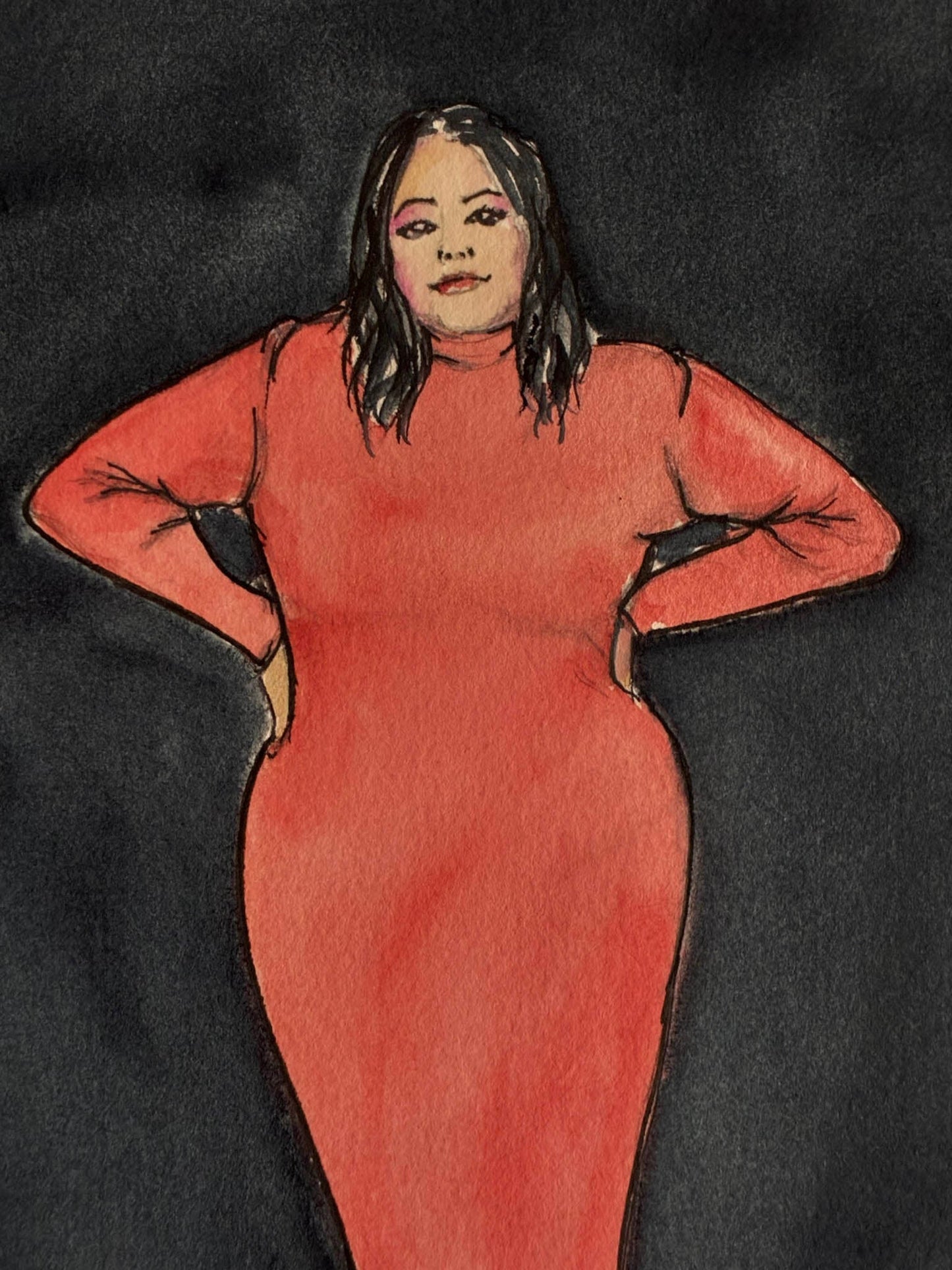 Girl You Got This Watercolor – Empowering Woman in Red Dress Art - Urban Muse & Sultry Hues