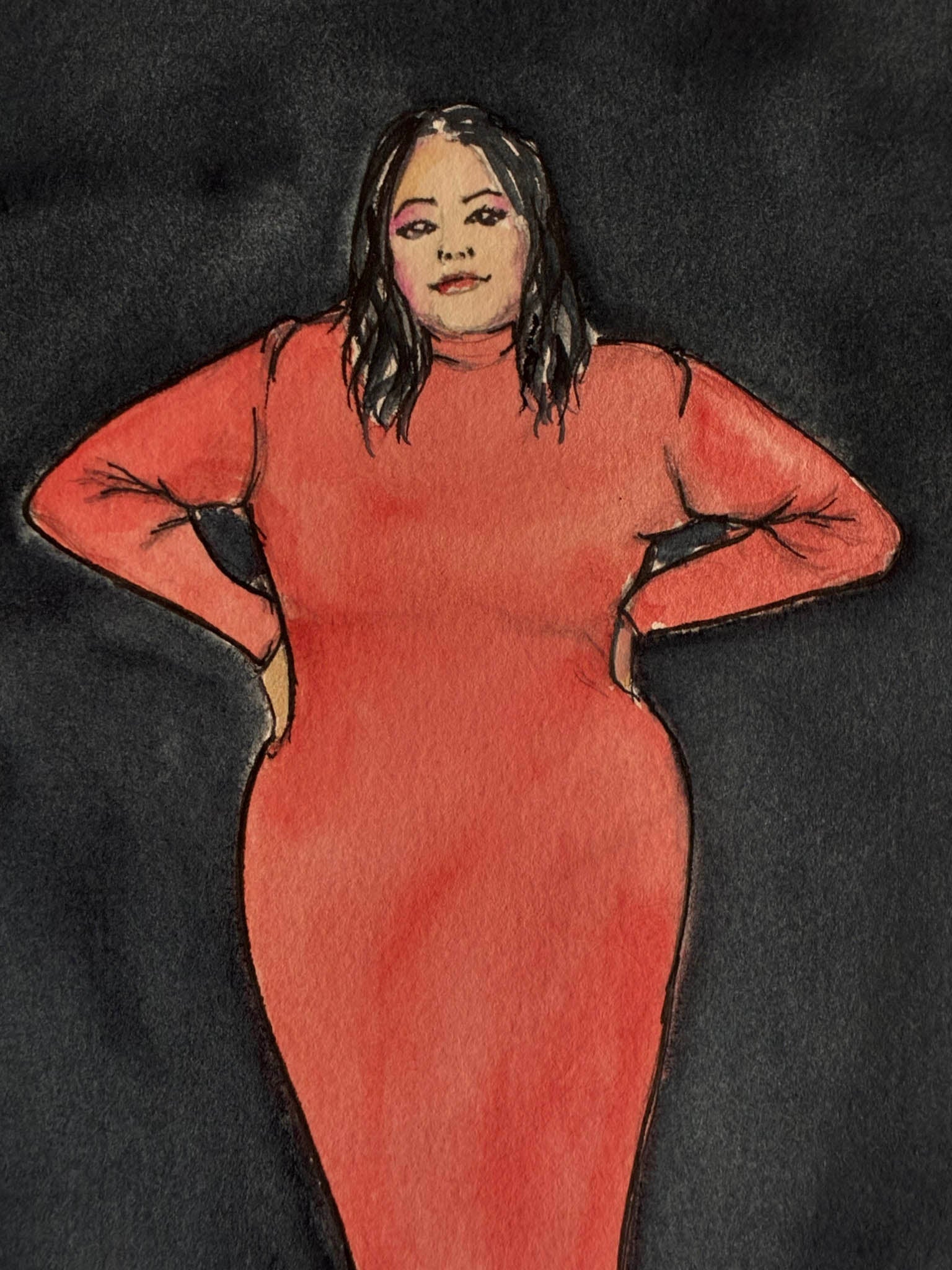 Girl You Got This Watercolor – Empowering Woman in Red Dress Art - Urban Muse & Sultry Hues