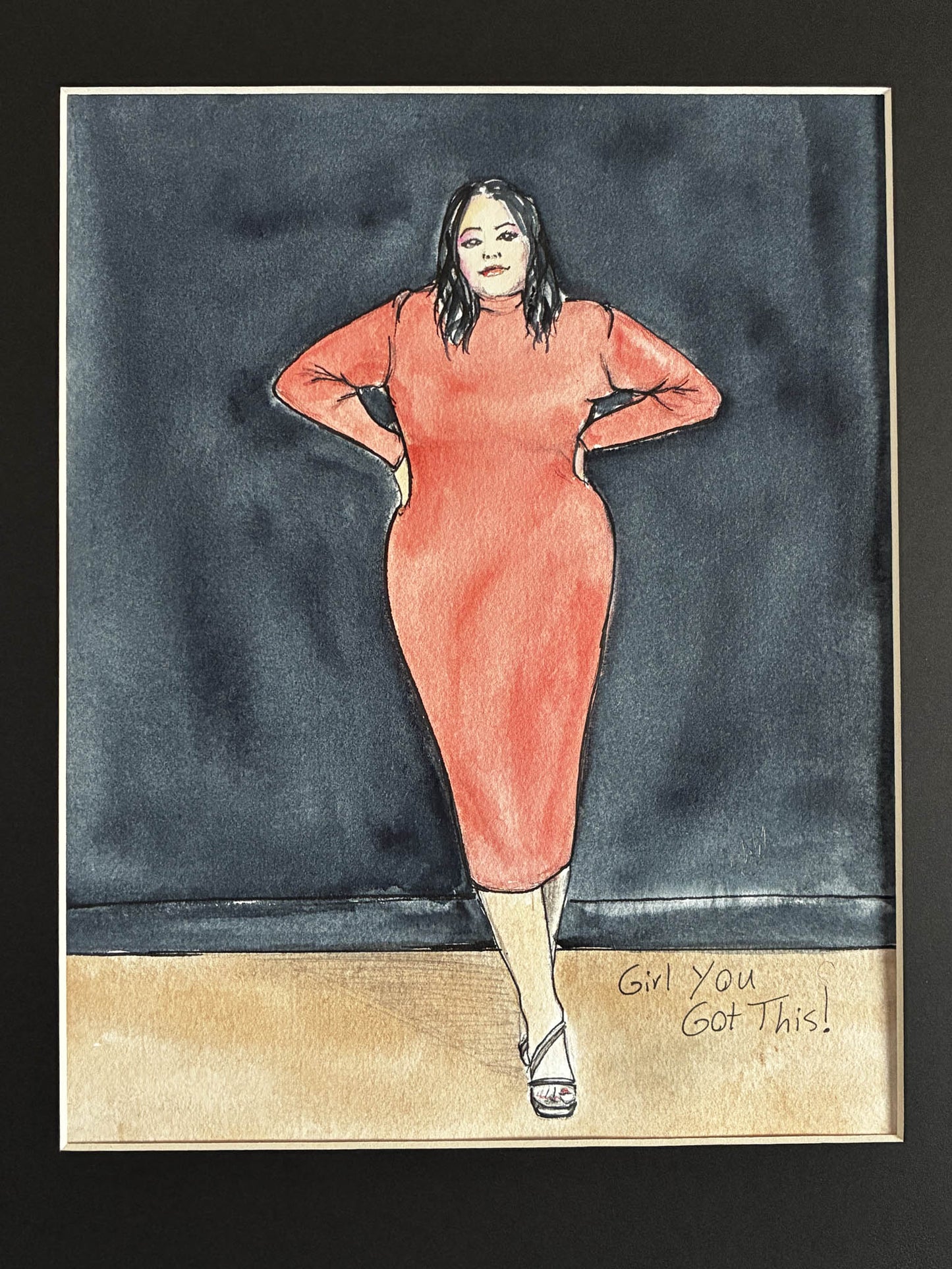 Girl You Got This Watercolor – Empowering Woman in Red Dress Art - Urban Muse & Sultry Hues