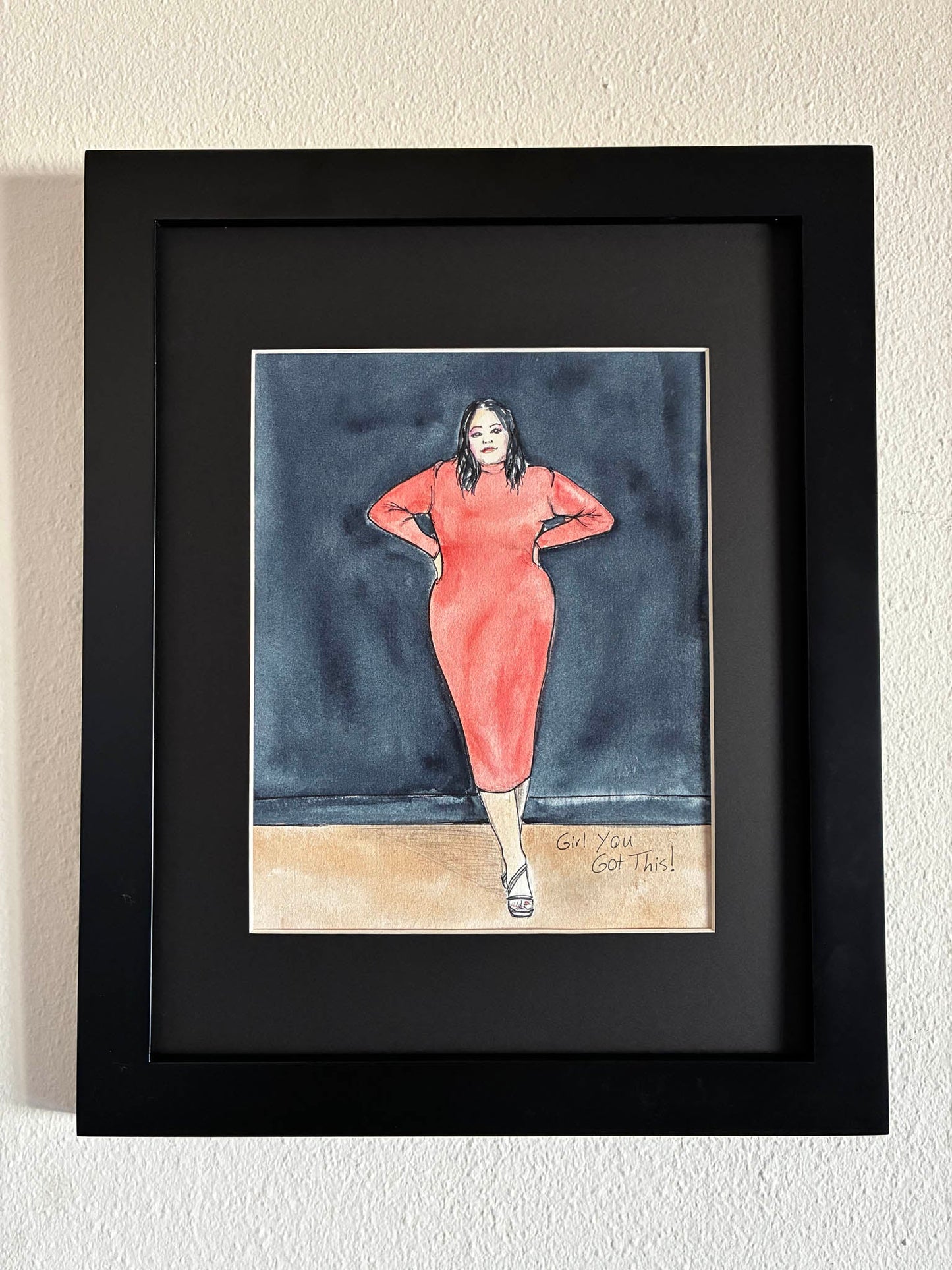 Girl You Got This Watercolor – Empowering Woman in Red Dress Art - Urban Muse & Sultry Hues