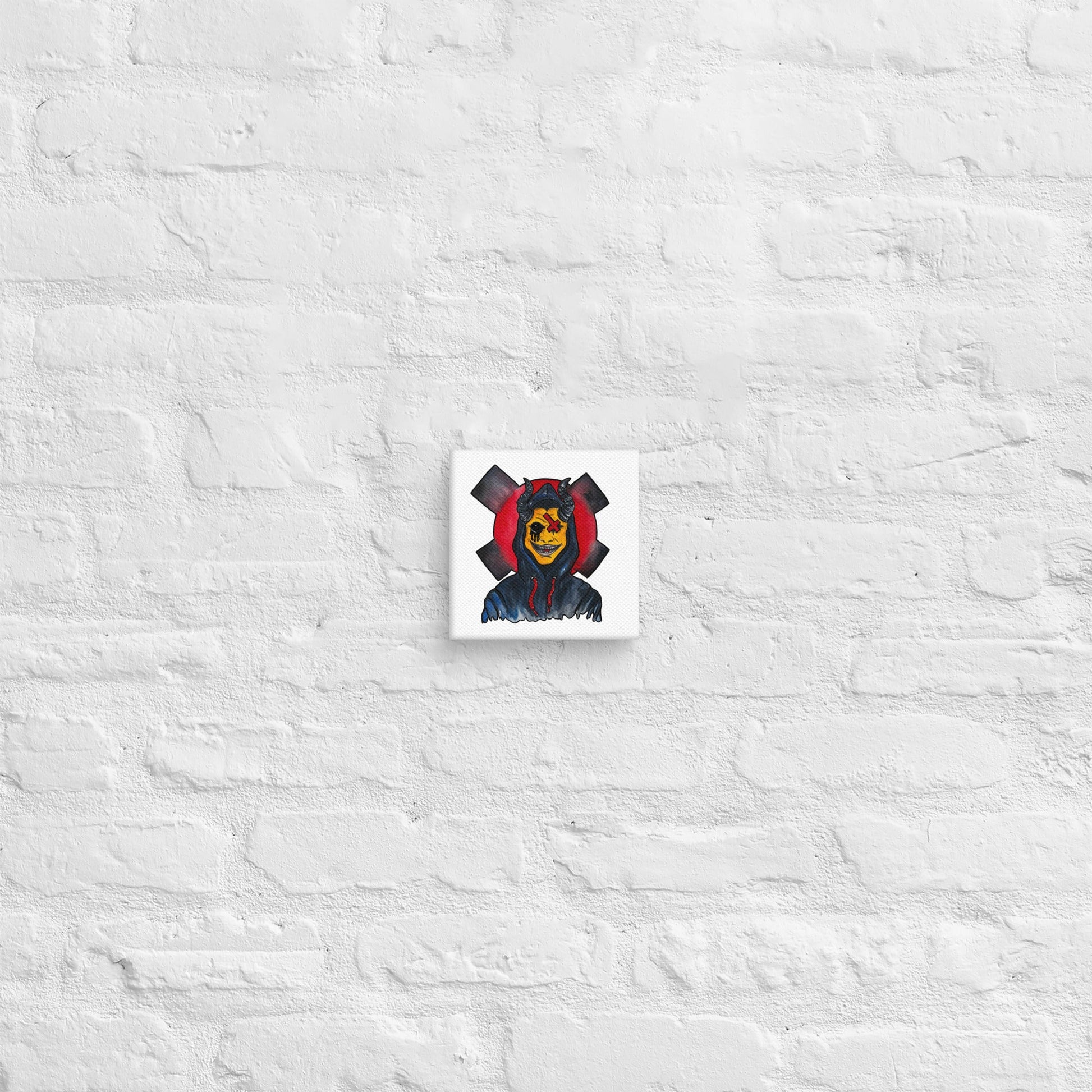 Grinning One - Eyed Demon – Dark Surreal Watercolor Art Canvas - Urban Muse & Sultry Hues