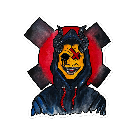 Grinning One - Eyed Demon – Dark Surreal Watercolor Art Die - cut stickers - Urban Muse & Sultry Hues