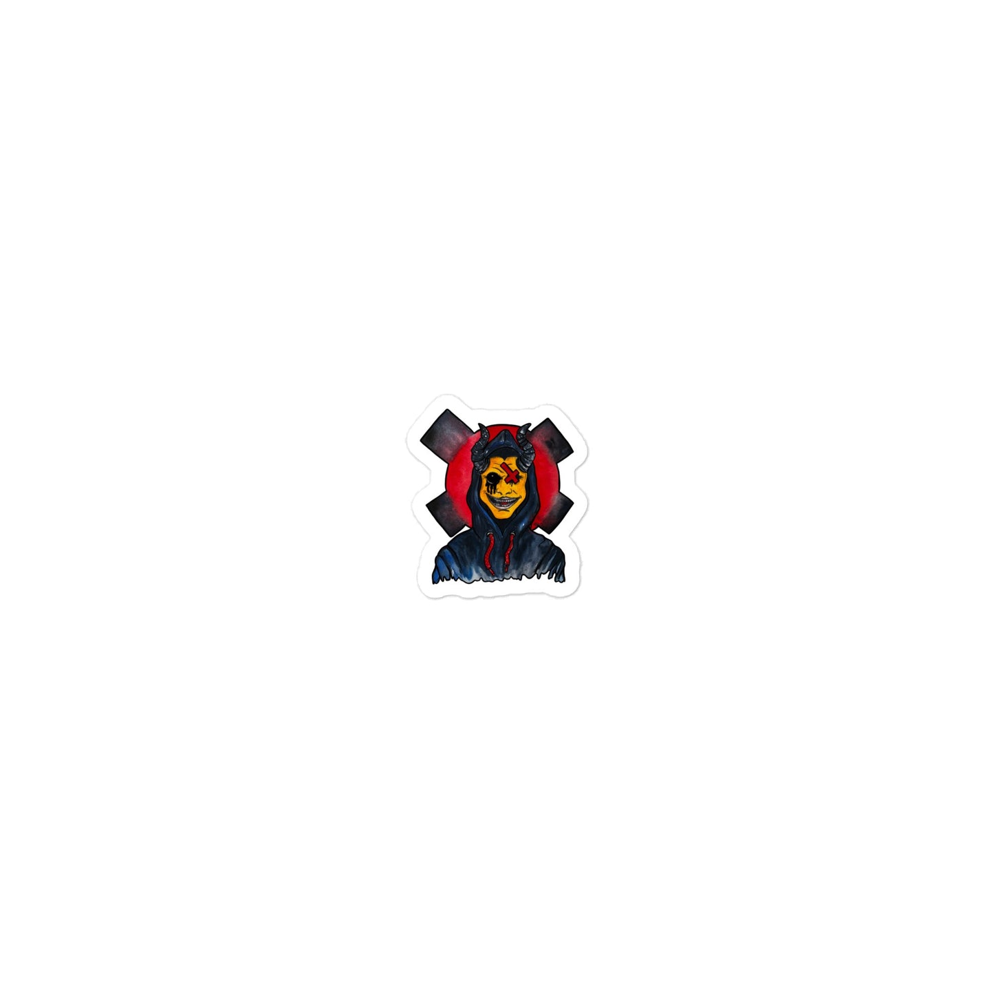 Grinning One - Eyed Demon – Dark Surreal Watercolor Art Die - cut stickers - Urban Muse & Sultry Hues