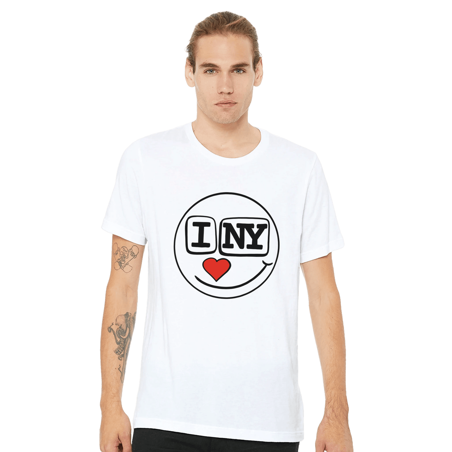I Love New York Smiley Heart Tee – Red Heart Nose – Unisex Bella+Canvas 3001 - Urban Muse & Sultry Hues