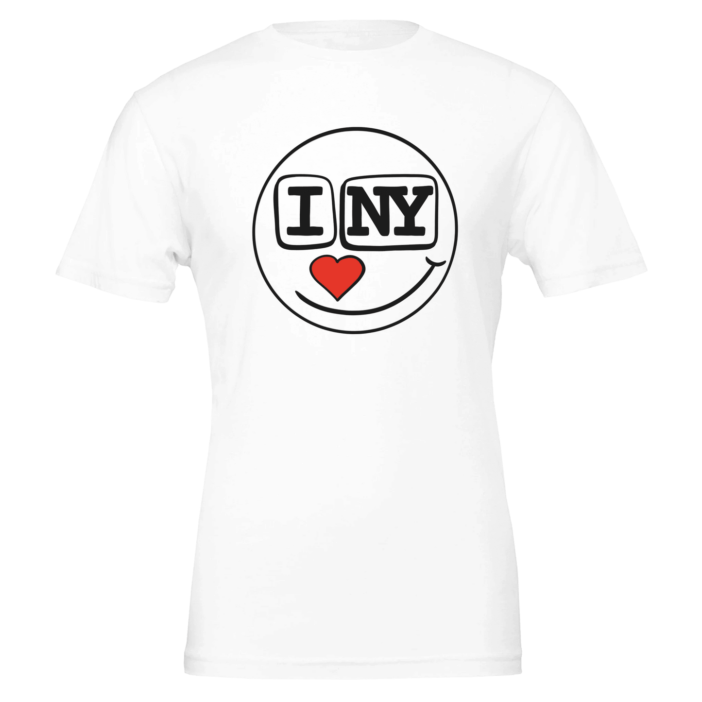 I Love New York Smiley Heart Tee – Red Heart Nose – Unisex Bella+Canvas 3001 - Urban Muse & Sultry Hues